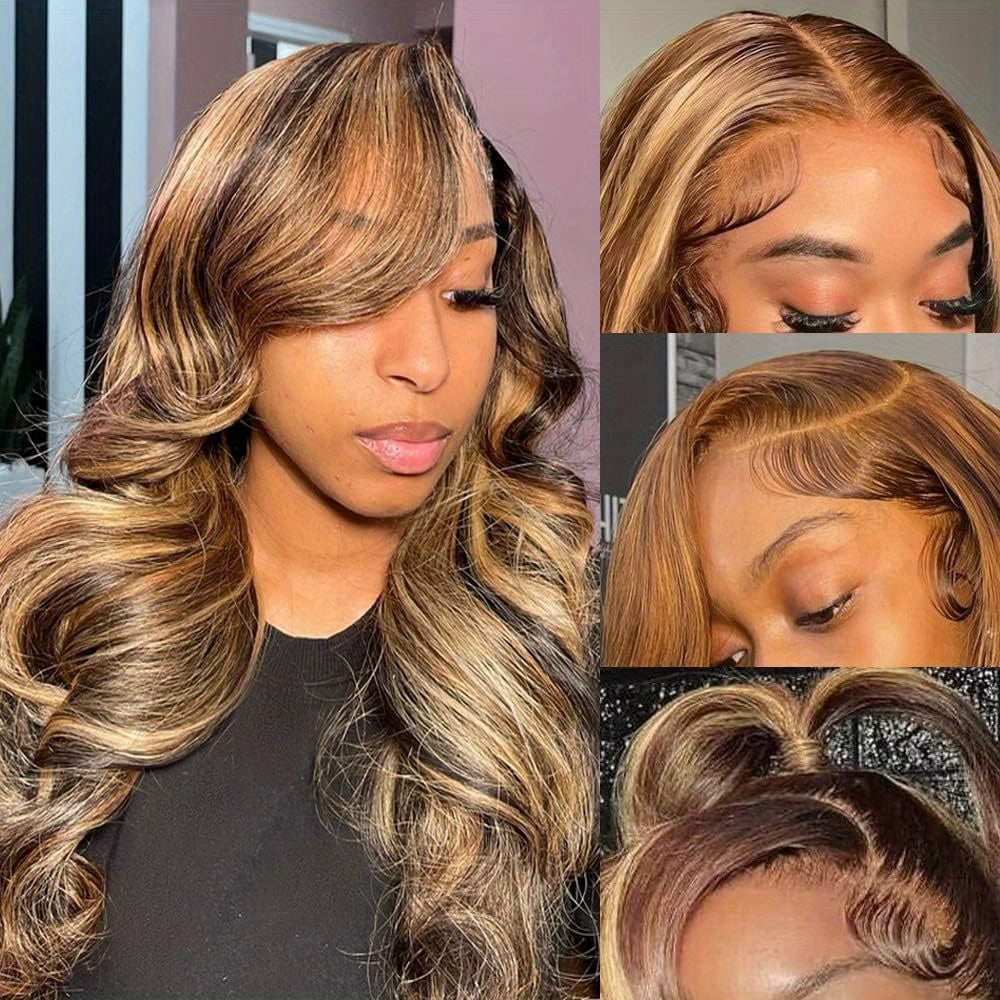 24 Inch HD Lace Front Wigs Human Hair Pre Plucked 200% Density 13x4 Glueless Body Wave Wigs Human Hair for Women Colored P4/ 27 Honey Blonde Frontal Wigs Human Hair with Baby Hair